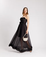 Abito lungo con coppe NERO - R105036