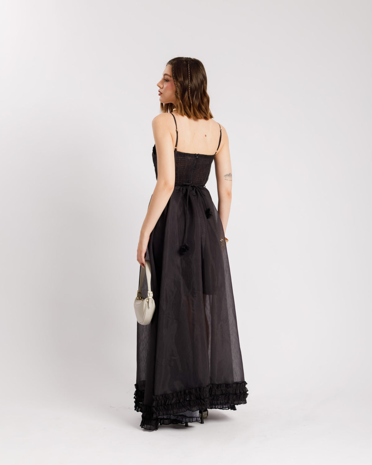 Abito lungo con coppe NERO - R105036