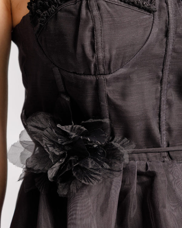 Abito lungo con coppe NERO - R105036