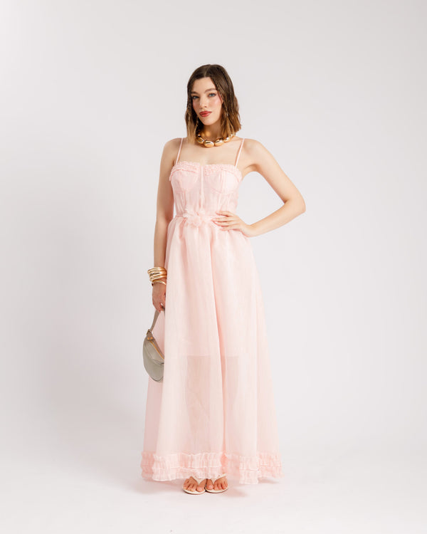 Abito lungo con coppe ROSA - R105036