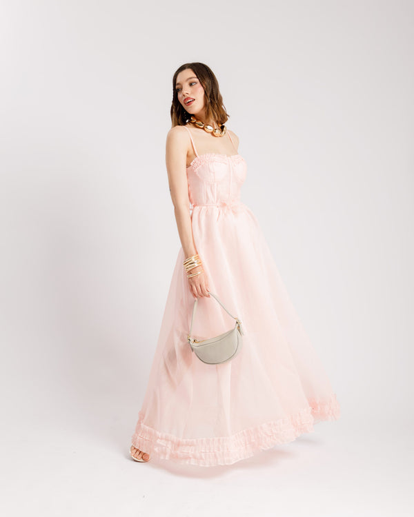 Abito lungo con coppe ROSA - R105036