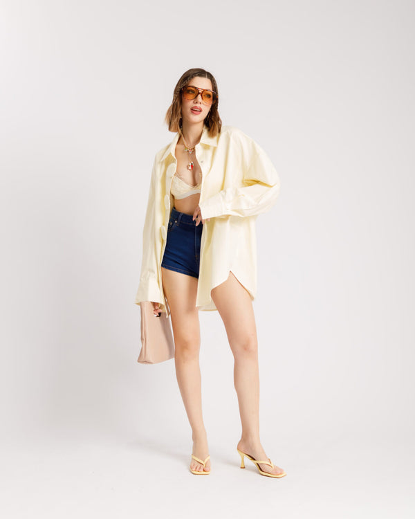 Camicia in cotone a righe GIALLA- H15565