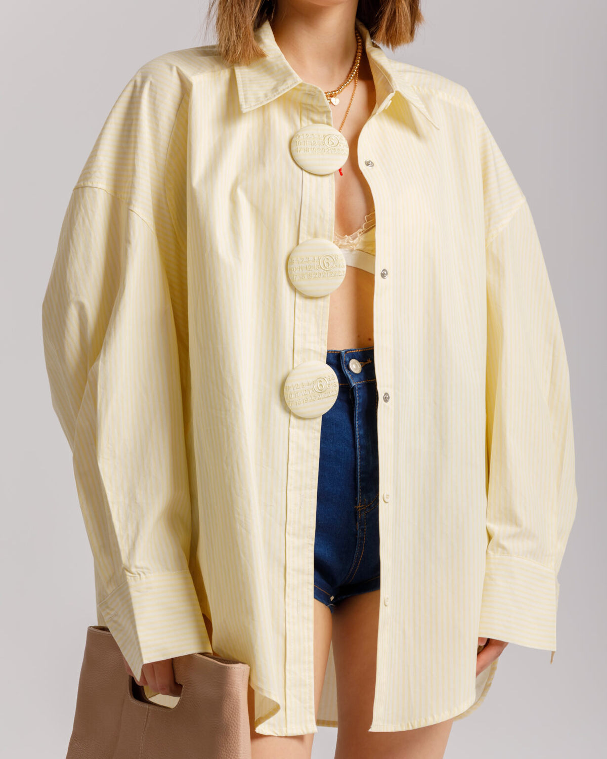 Camicia in cotone a righe GIALLA- H15565