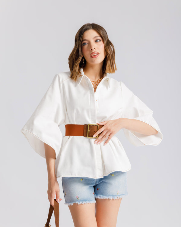 Camicia in denim BIANCA- BS9572