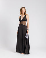 Abito lungo  satin e pizzo - U30522