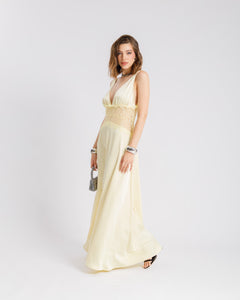 Abito lungo  satin e pizzo - U30522