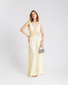 Abito lungo  satin e pizzo - U30522