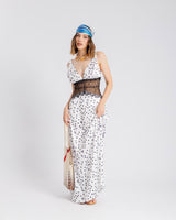 Abito lungo pois satin e pizzo - U31620