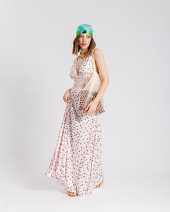 Abito lungo pois satin e pizzo - U31620