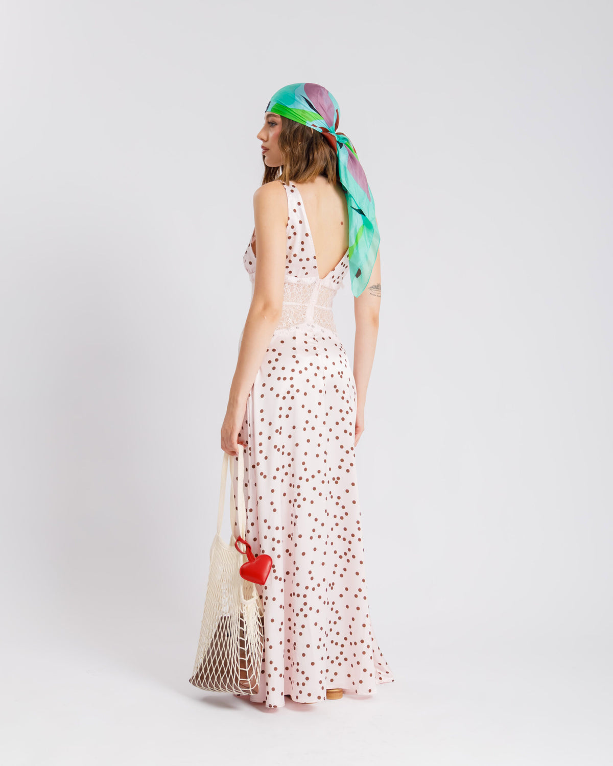 Abito lungo pois satin e pizzo - U31620