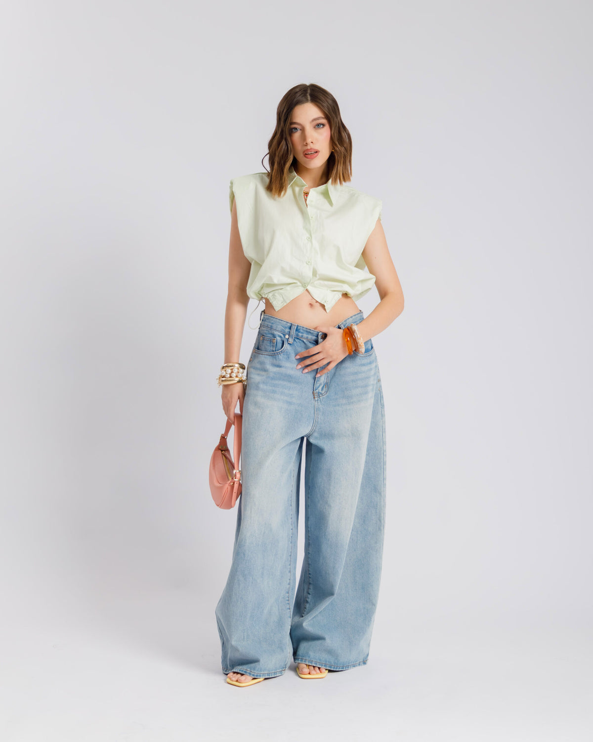 Camicia crop in cotone - 3256