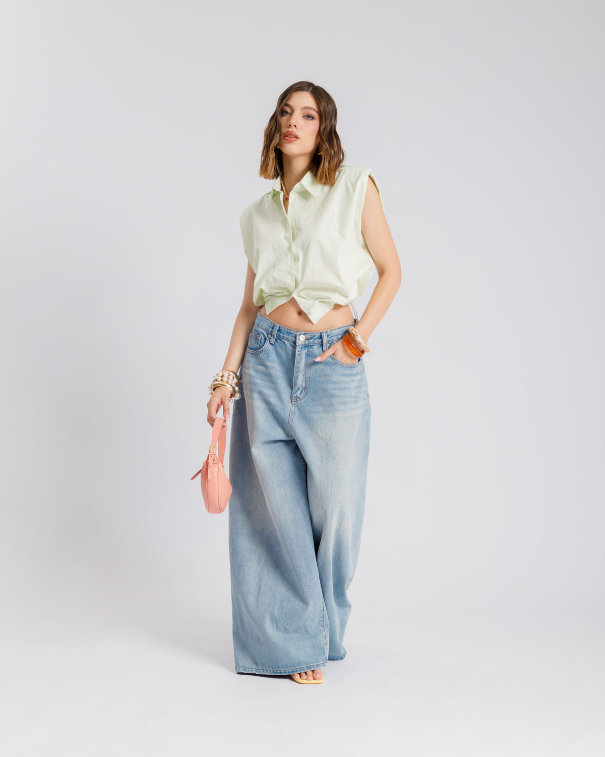 Camicia crop in cotone - 3256