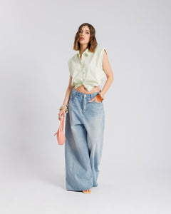 Camicia crop in cotone - 3256