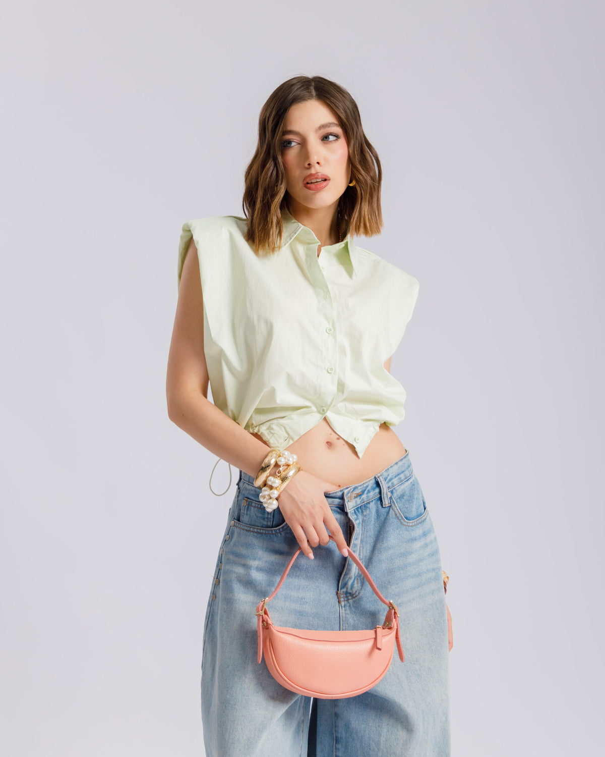 Camicia crop in cotone - 3256