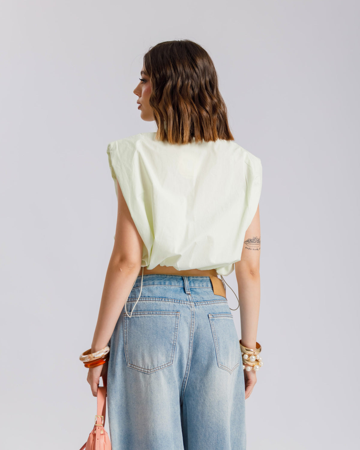 Camicia crop in cotone - 3256