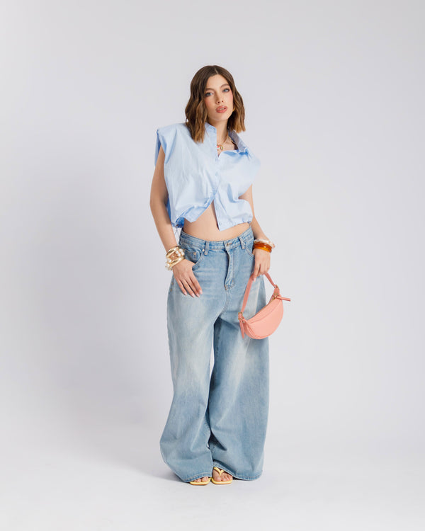 Camicia crop in cotone - 3256
