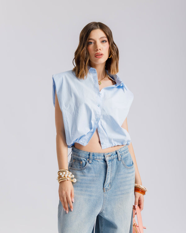 Camicia crop in cotone - 3256