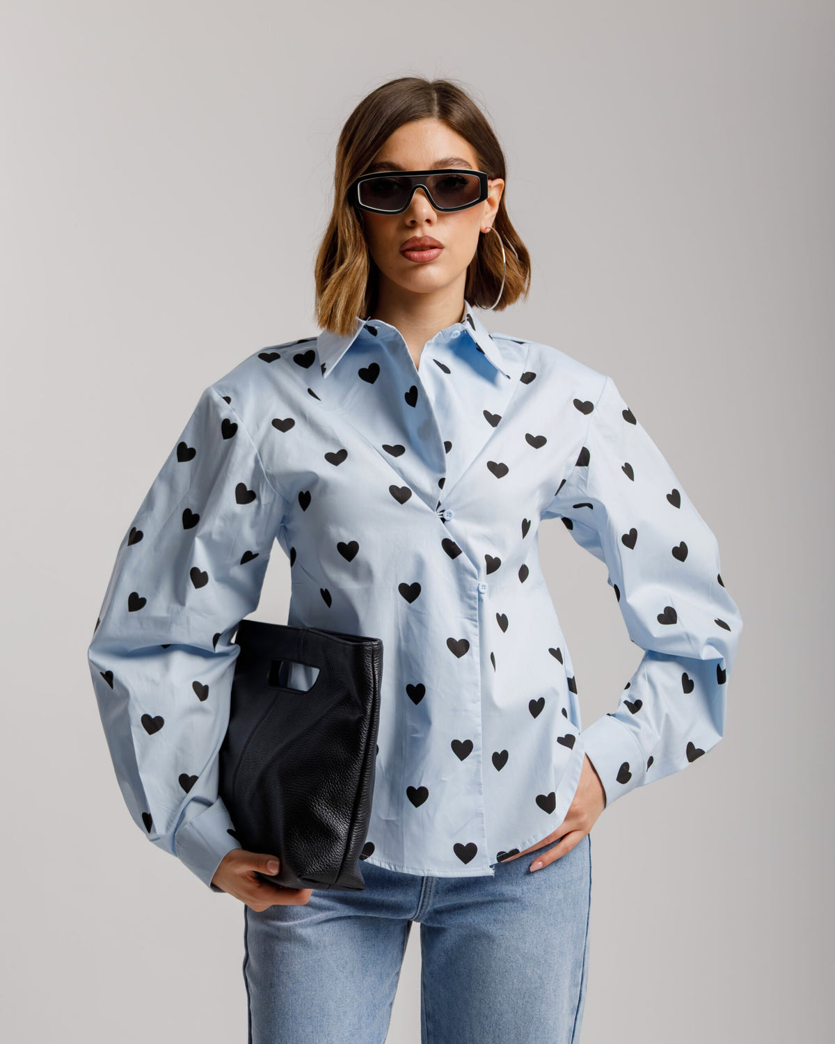Camicia in cotone con cuori - H13782