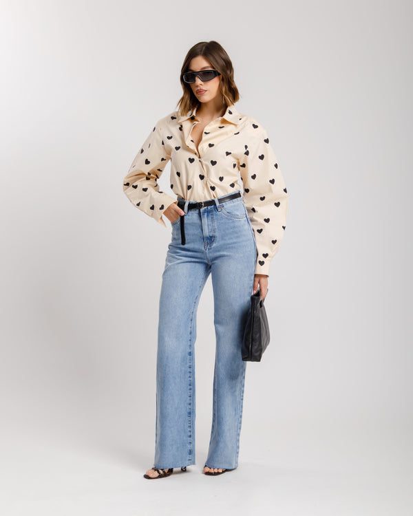 Camicia in cotone con cuori - H13782