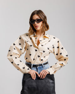 Camicia in cotone con cuori - H13782