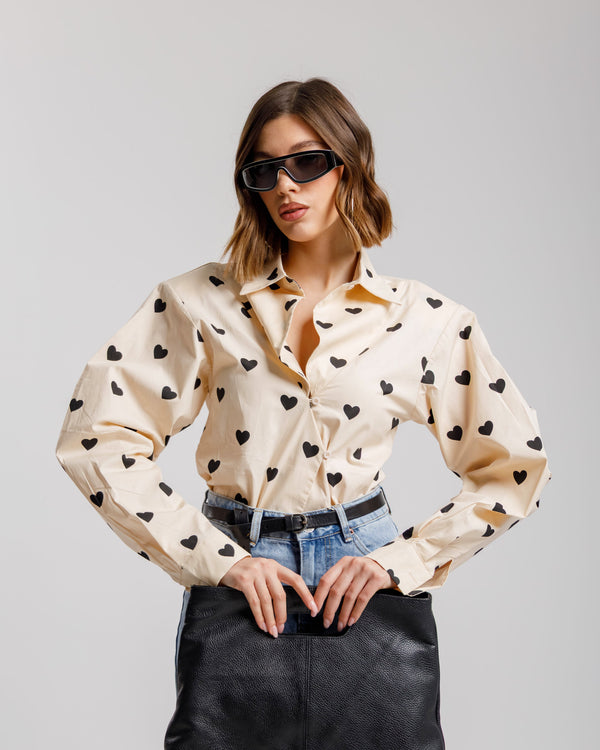 Camicia in cotone con cuori - H13782