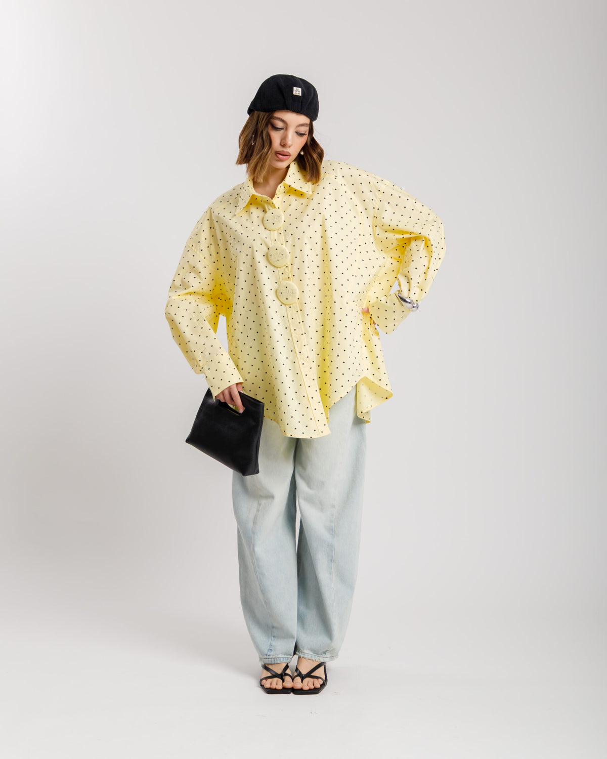 Camicia in cotone micro cuori - H13898