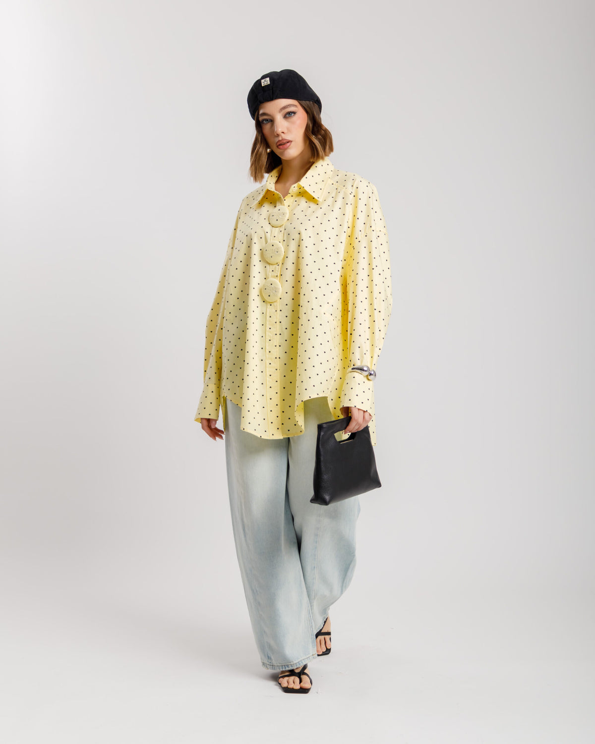 Camicia in cotone micro cuori - H13898