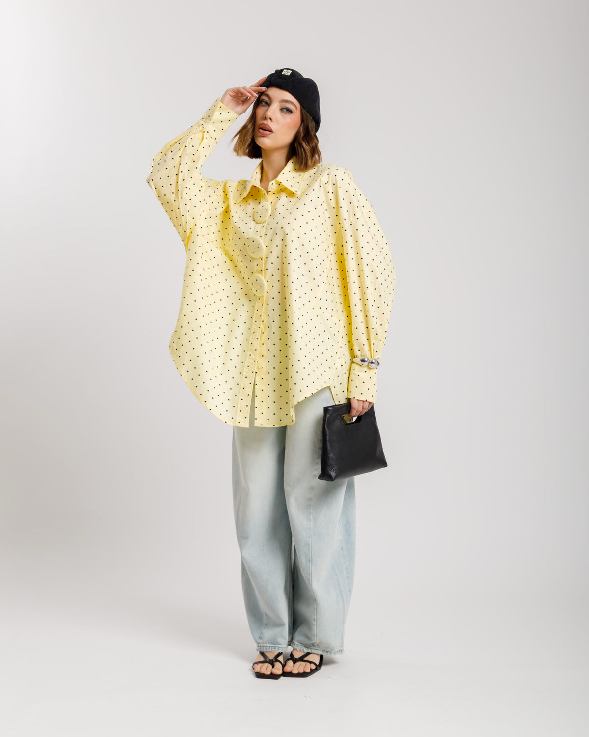 Camicia in cotone micro cuori - H13898