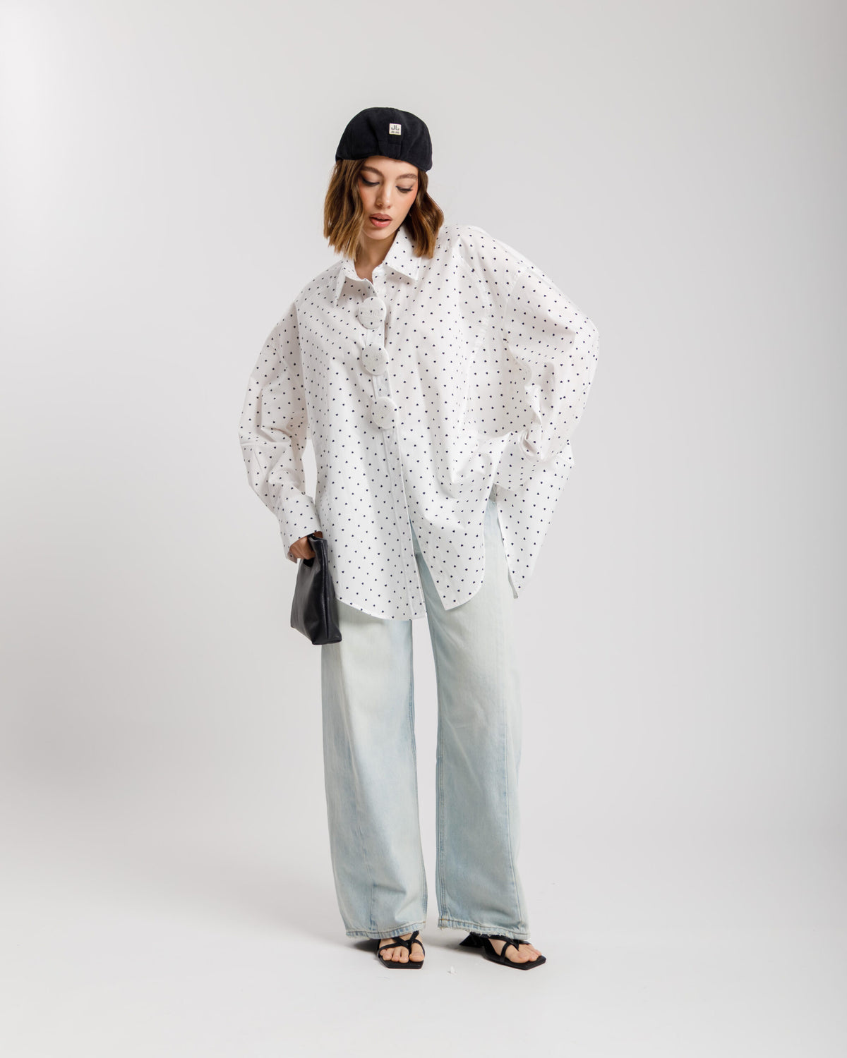 Camicia in cotone micro cuori - H13898