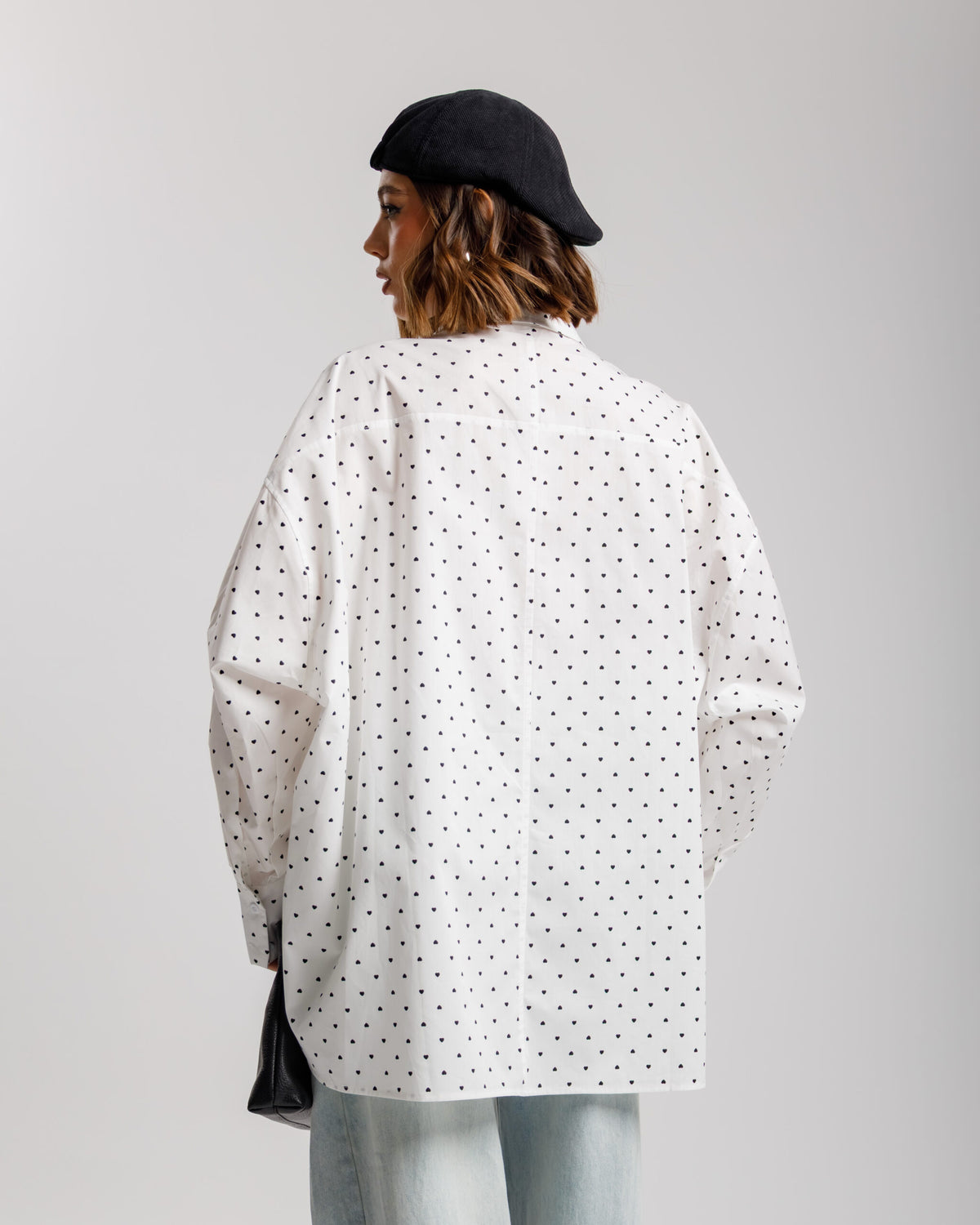Camicia in cotone micro cuori - H13898