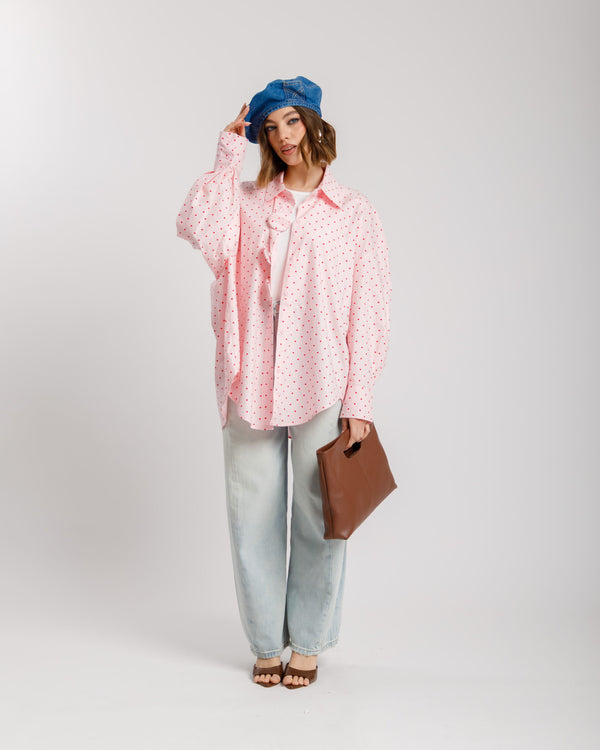 Camicia in cotone micro cuori - H13898