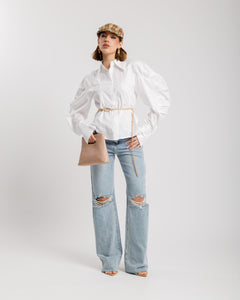 Jeans wide leg con strappo - 8657
