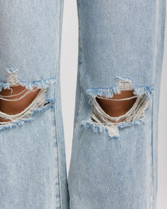 Jeans wide leg con strappo - 8657