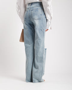 Jeans wide leg con strappo - 8657