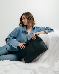 Borsa in pelle BABY GRACE nera - LOVING BAGS