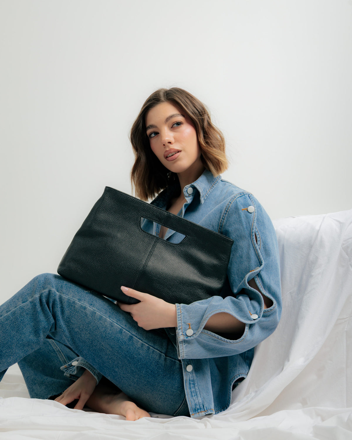 Borsa in pelle BABY GRACE nera - LOVING BAGS