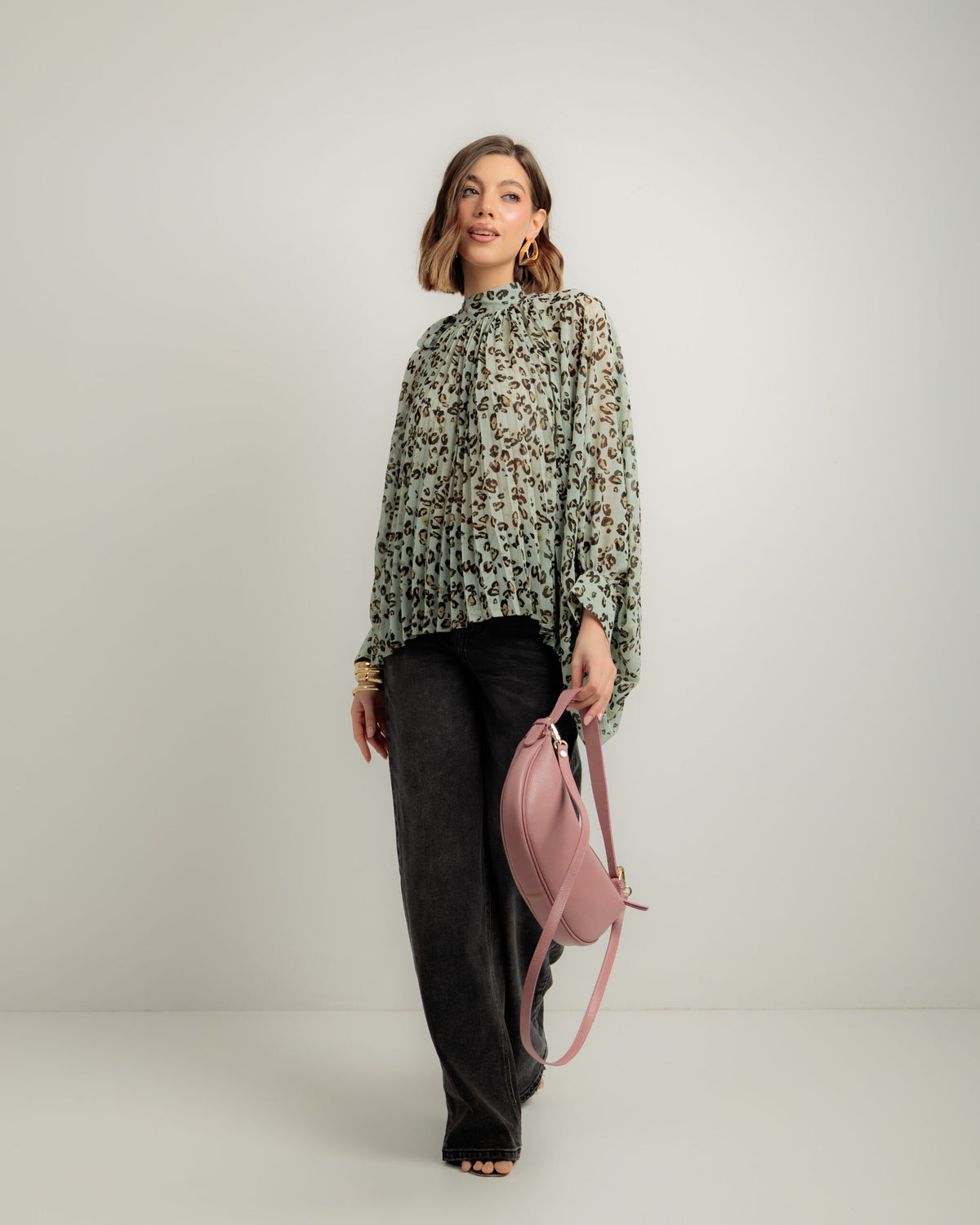 Camicia stampata con fiocco - H12908