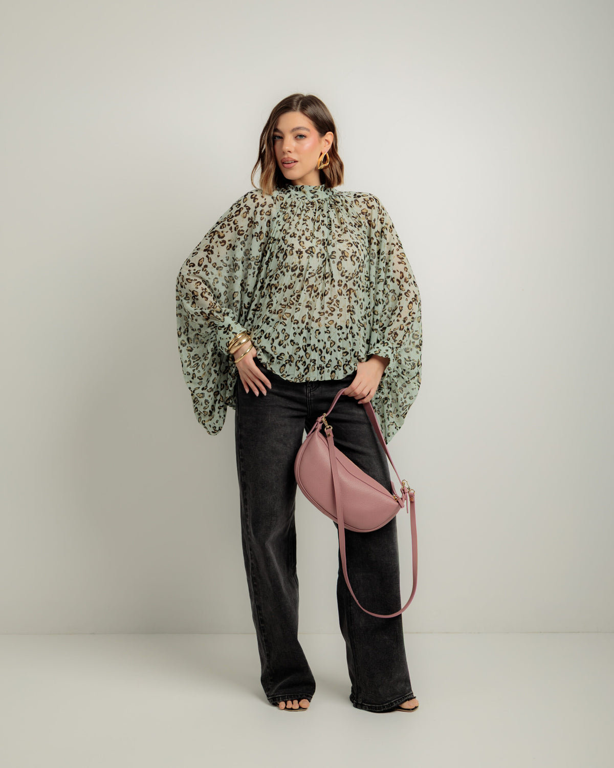 Camicia stampata con fiocco - H12908
