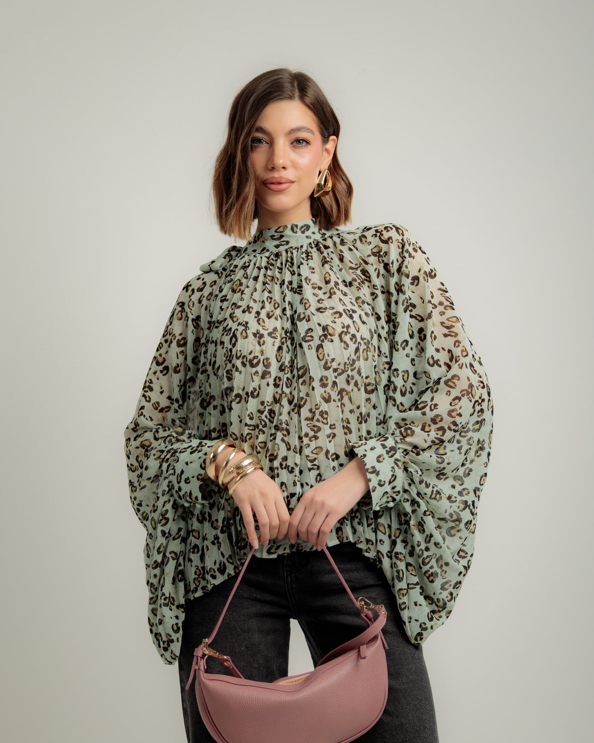 Camicia stampata con fiocco - H12908