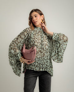Camicia stampata con fiocco - H12908