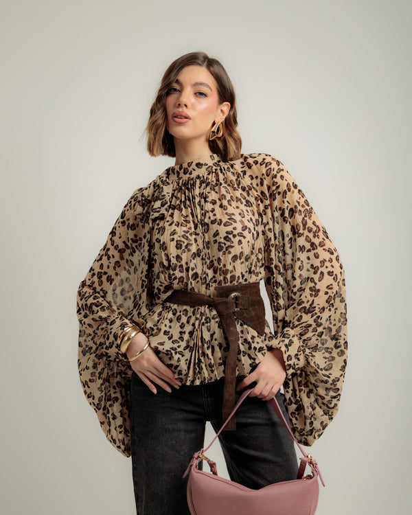 Camicia stampata con fiocco - H12908