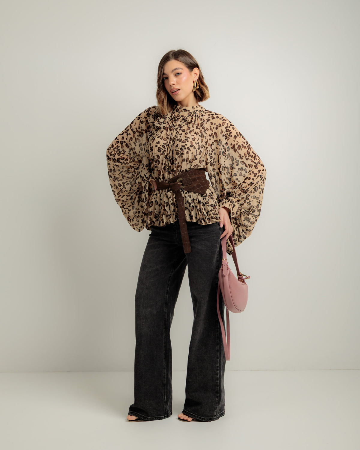 Camicia stampata con fiocco - H12908