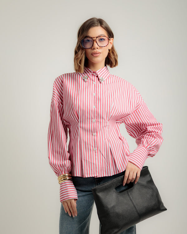 Camicia in cotone con strass - 81476 slc