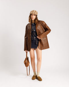 Blazer in finta pelle Marrone - PU2475