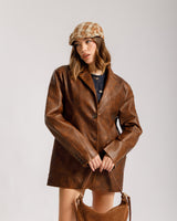 Blazer in finta pelle Marrone - PU2475