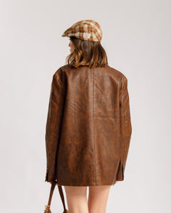 Blazer in finta pelle Marrone - PU2475