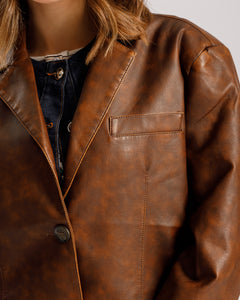 Blazer in finta pelle Marrone - PU2475