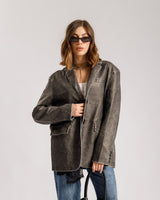 Blazer in finta pelle Grigia - PU2475