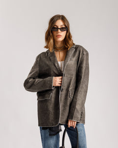 Blazer in finta pelle Grigia - PU2475