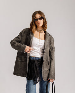 Blazer in finta pelle Grigia - PU2475